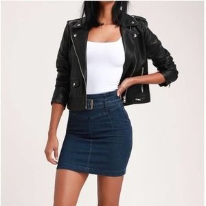 Free People Blue Denim Jean Mini Skirt